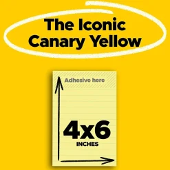 Post-It Notes*Post-it Super Sticky Notes, 4" x 6", Canary Collection, Lined, 90 Sheet/Pad, 3 Pads/Pack (660-3SSCY)