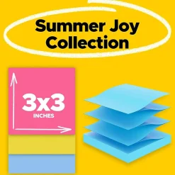 Post-It Notes*Post-it Super Sticky Pop-up Notes, 3" x 3", Summer Joy Collection, 90 Sheet/Pad, 6 Pads/Pack (R330-6SSJOY)