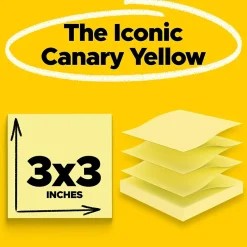 Sticky Notes*Post-it Super Sticky Pop-up Notes, 3" x 3", Canary Collection, 90 Sheet/Pad, 12 Pads/Pack (R33012SSCY)
