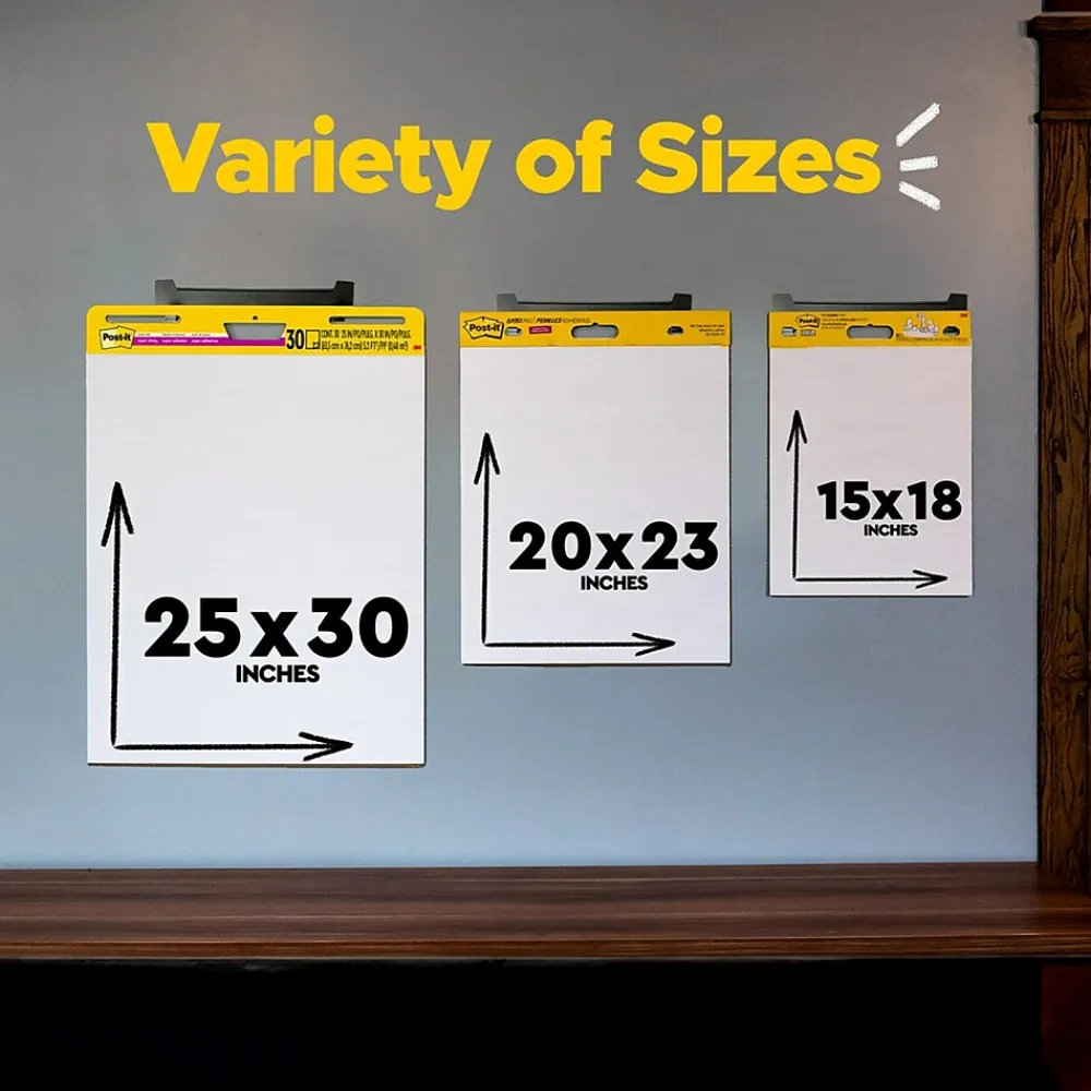 Easel Paper Pads*Post-it Super Sticky Wall Easel Pad, 25" x 30", 20 Sheets/Pad, 3 Pads/Pack (559 VAD20 3PK)