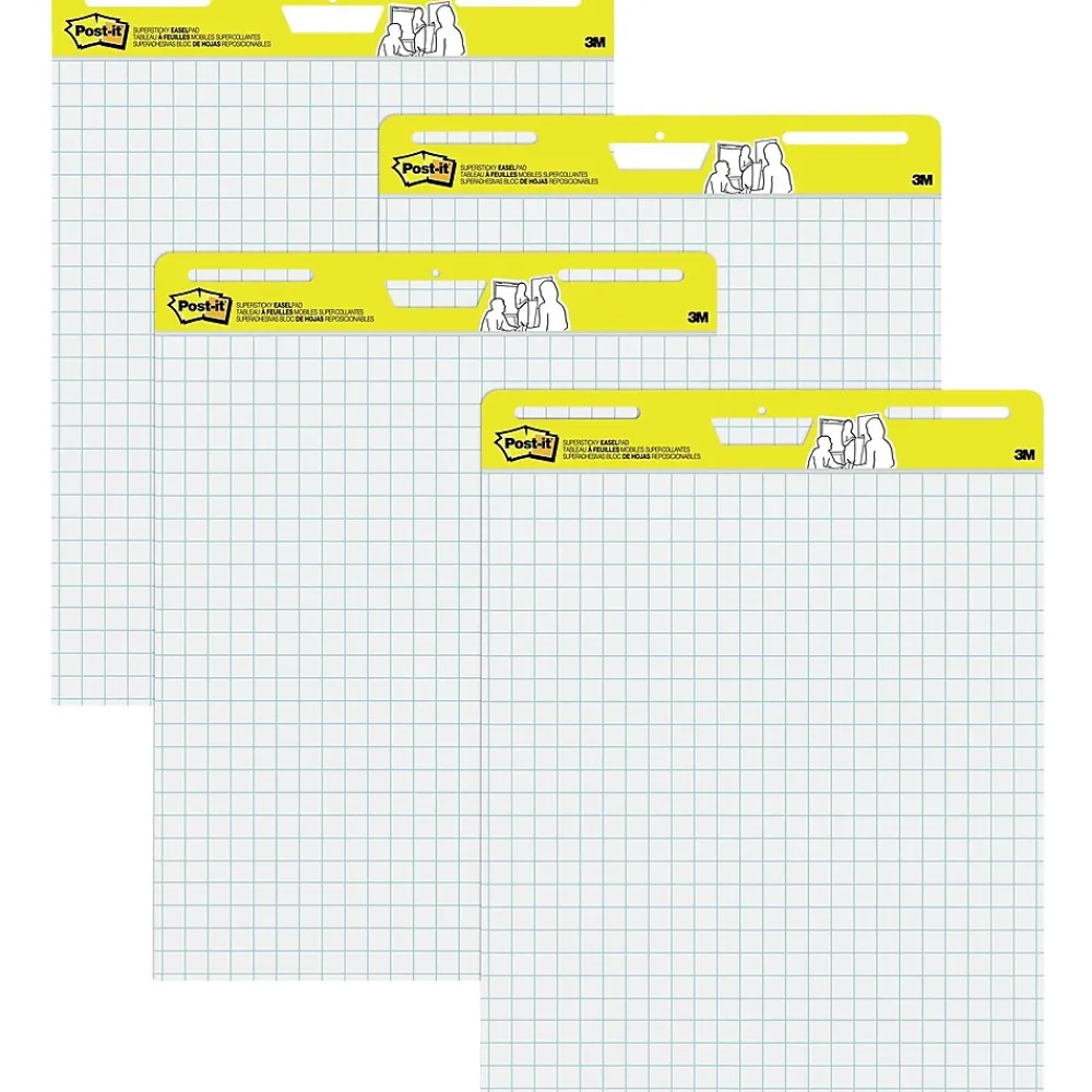 Easel Paper Pads*Post-it Super Sticky Wall Easel Pad, 25" x 30", Grid Lined, 30 Sheets/Pad, 4 Pads/Pack (560VAD4PK)
