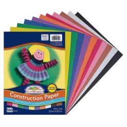 Construction Paper*Prang 9" x 12" Construction Paper, Assorted Colors, 500 Sheets/Pack (PCON01500)