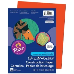 Construction Paper*Pacon Prang® Construction Paper, Orange, 9" x 12", 50 Sheets Per Pack, 10 Packs (PAC6603-10)