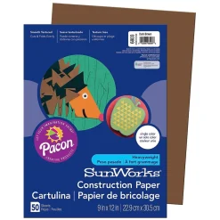 Construction Paper*Pacon Prang® Construction Paper, Dark Brown, 9" x 12", 50 Sheets Per Pack, 10 Packs (PAC6803-10)