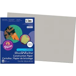 Construction Paper*Pacon Prang® Construction Paper, Gray, 12" x 18", 50 Sheets Per Pack, 5 Packs (PAC8807-5)