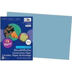 Construction Paper*Pacon Prang® Construction Paper, Sky Blue, 12" x 18", 50 Sheets Per Pack, 5 Packs (PAC7607-5)
