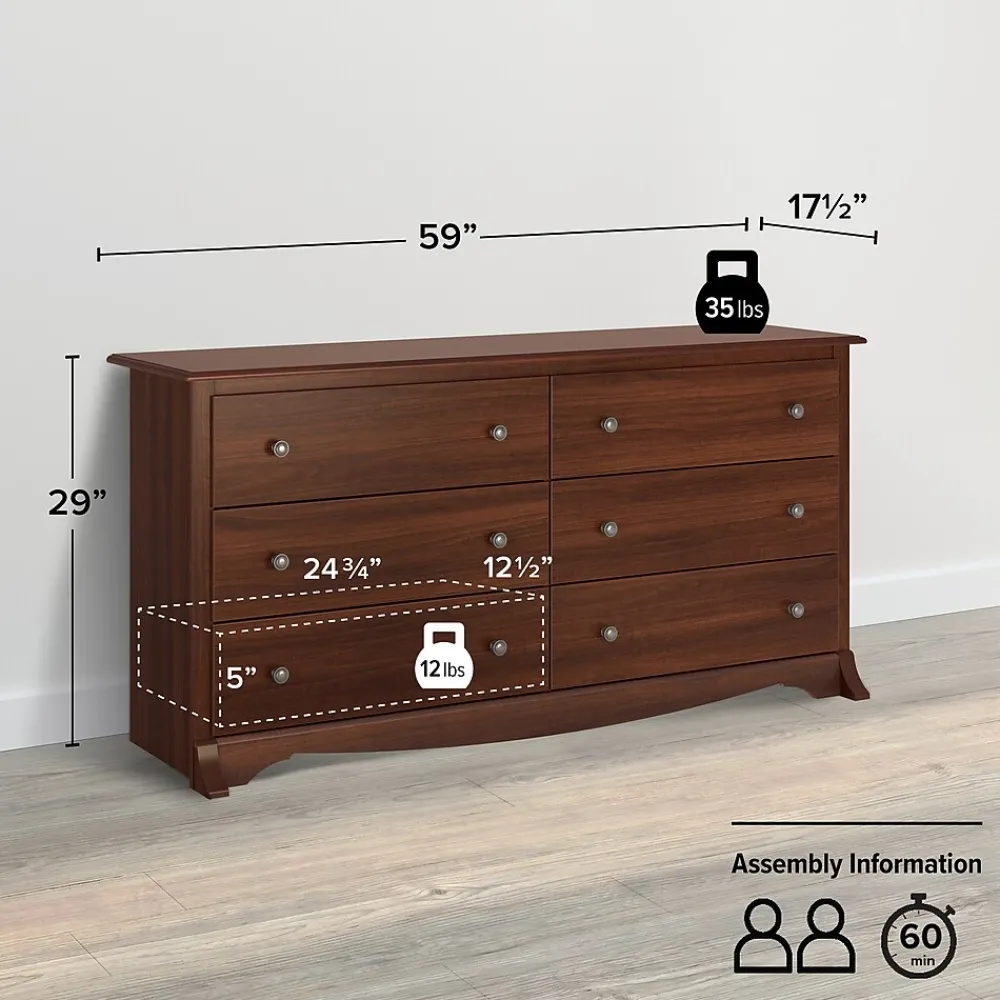 Storage Cabinets*Prepac 29" Monterey 6 Drawer Dresser, Cherry (CDC-6330-K)