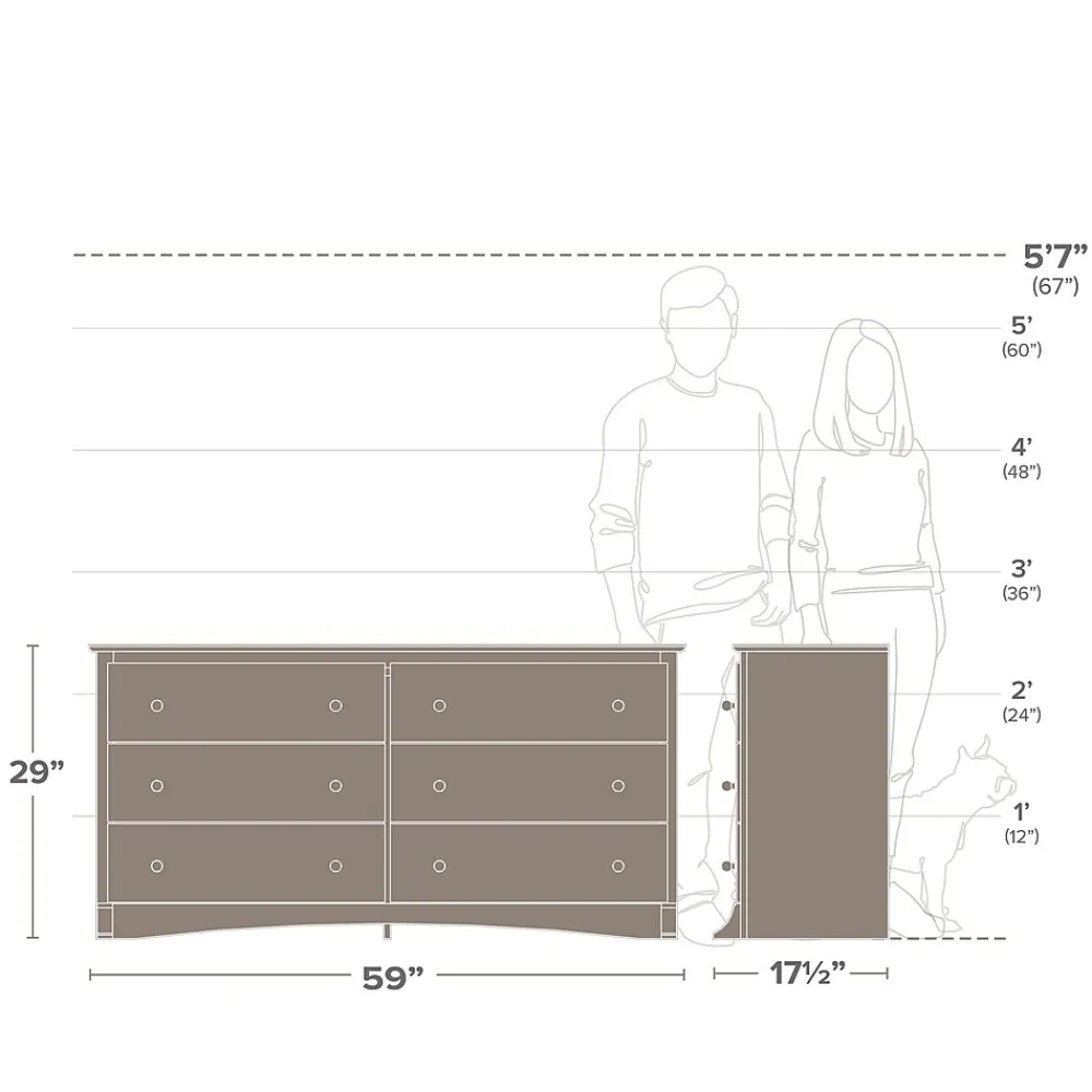 Storage Cabinets*Prepac 29" Monterey 6 Drawer Dresser, Cherry (CDC-6330-K)