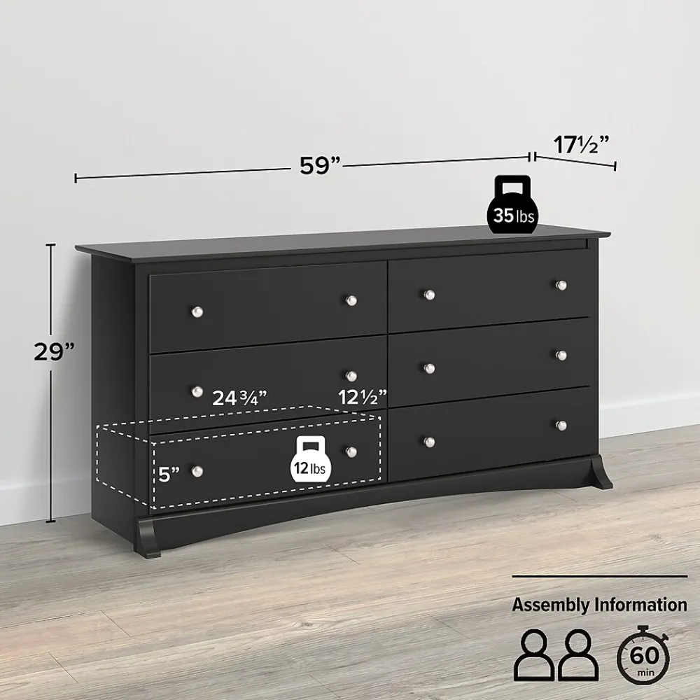 Storage Cabinets*Prepac 29" Sonoma 6 Drawer Dresser, Black (BDC-6330-K)