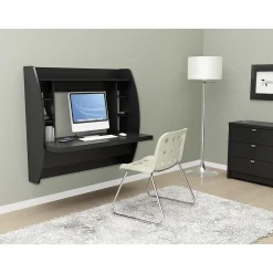 Computer Desks*Prepac 42'' W L-Shape Metal Contemporary Wall Mounted Desk, Black (BEHW-0200-1)