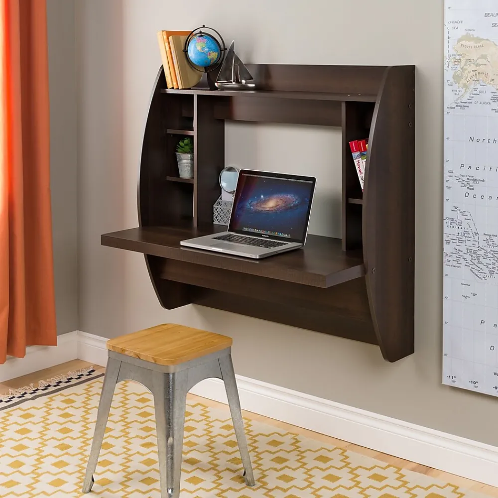 Computer Desks*Prepac 42'' Wall Mounted Floating Desk with Storage, Espresso (EEHW-0200-1)