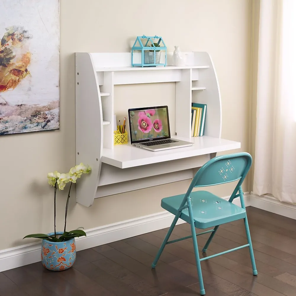 Computer Desks*Prepac 42" Wall Mounted Floating Desk with Storage, White (WEHW-0200-1)