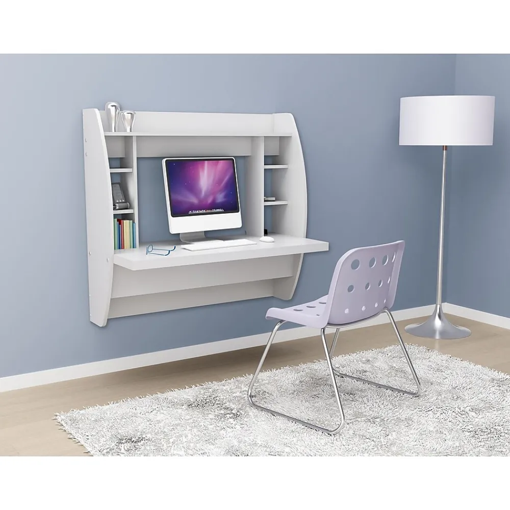 Computer Desks*Prepac 42" Wall Mounted Floating Desk with Storage, White (WEHW-0200-1)