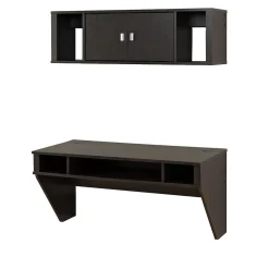 Computer Desks*Prepac Designer Floating Desk & Hutch Set, Washed Black (HRHW-0501-2M)