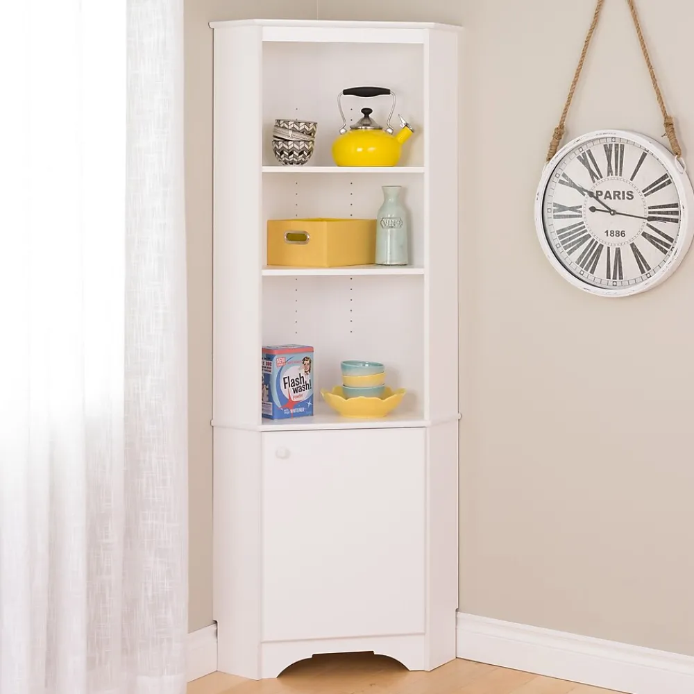 Storage Cabinets*Prepac Elite White Tall 1-Door Corner Storage Cabinet (WSCC-0604-1)