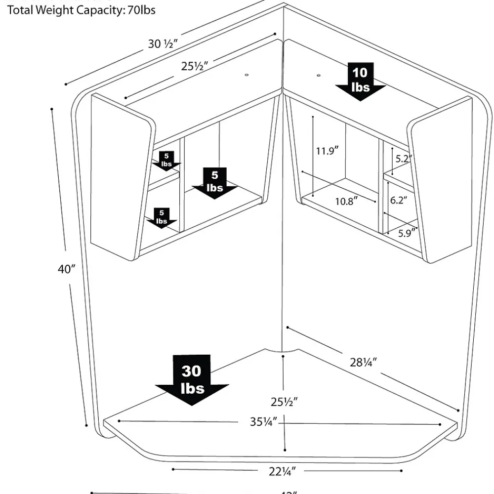 Corner Desks*Prepac Floating Corner Desk, White ( WEHW-0202-1)