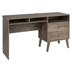 Computer Desks*Prepac Milo 55" Desk with Side Storage and 2 Drawers, Drifted Gray (DEHR-1413-1)