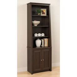 Bookcases*Prepac ™ Tall Slant Back Bookcase With 2 Shaker Doors, Espresso