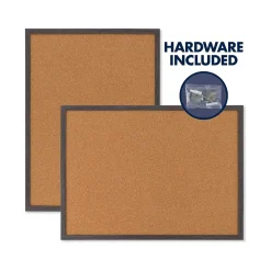Bulletin*Quartet Cork Bulletin Board, Gray Frame, 2' x 1.5' (Q192317W00-STPR)