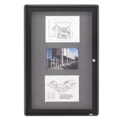 Bulletin*Quartet Fabric Enclosed Bulletin Board, Graphite Frame, 3'H x 2'W (2363L)