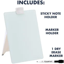Dry Erase*Quartet Glass Dry-Erase Desktop Easel, White Surface, Frameless, 9