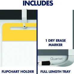 Dry Erase*Quartet ® Prestige® 2 Magnetic Mobile Presentation Whiteboard Easel, 3' x 2' (ECM32P2)