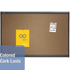 Bulletin*Quartet Prestige Cork Bulletin Board, Graphite Frame, 2'H x 3'W (QTB243G)