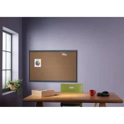Bulletin*Quartet Prestige Cork Bulletin Board, Graphite Frame, 2'H x 3'W (QTB243G)
