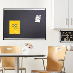 Bulletin*Quartet Prestige Plus Magnetic Fabric Bulletin Board, Aluminum Frame, 4'H x 6'W (MB547A)