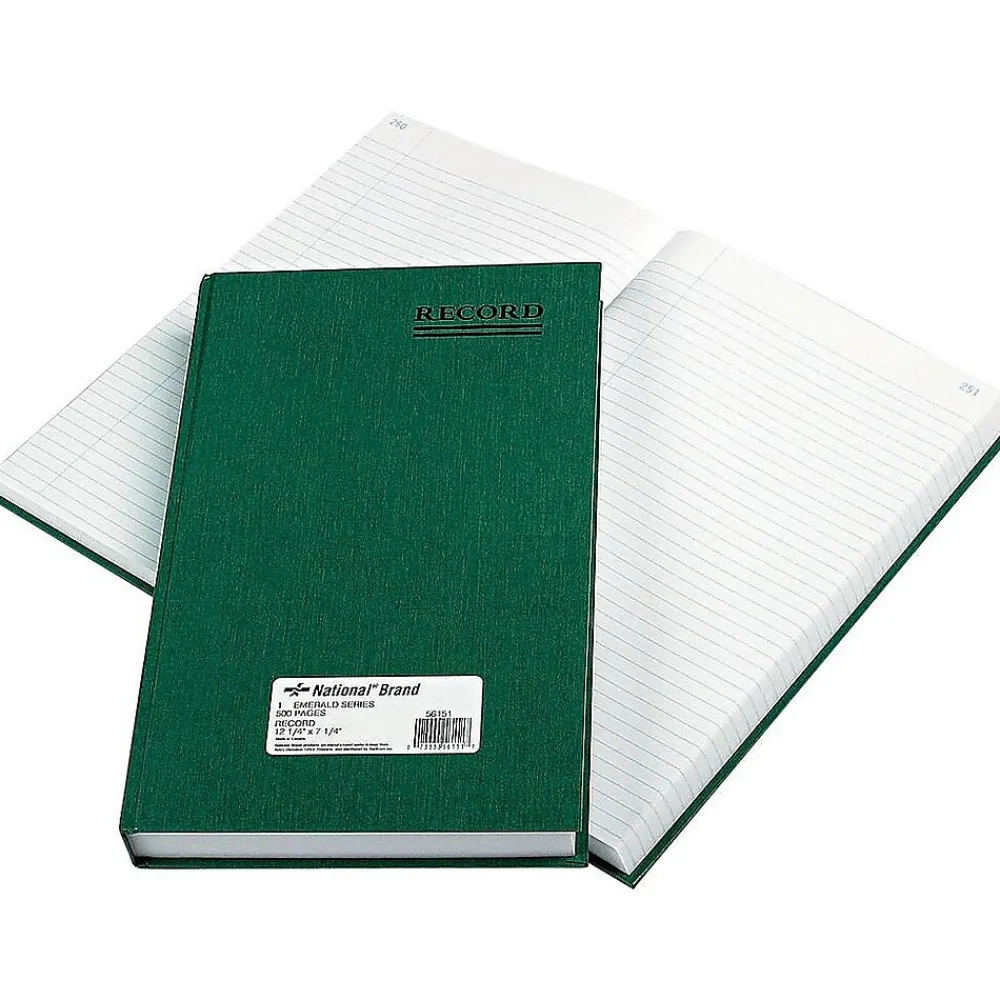 Accounting & Record Journals*National Brand Rediform Emerald Series Record Book, 7.31"W x 11.88"H, Green, 250 Sheets/Book (56151)