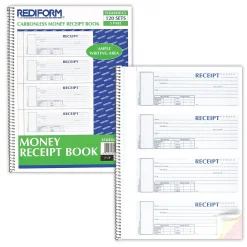 Accounting & Record Journals*Rediform Money Receipt Book, 2 3/4" x 7", Carbonless, 120 Sets/Book (S16444WCL)