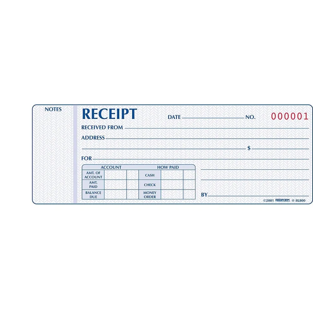 Accounting & Record Journals*Rediform Money Receipts Collection Forms, Carbonless, 3 Parts, 2 3/4" x 7" (8L802)