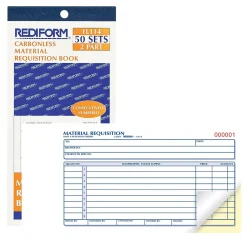 Business Forms*Rediform 2-Part Carbonless Purchase Requisitions, 4.25"L x 7.88"W, 50 Sets/Book (1L114)