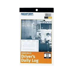 Business Forms*Rediform 2-Part Carbonless Driver's Daily Logs, 9.13"L x 5.5"W, 31 Sets/Book (REDS5031NCL)