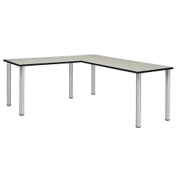 L-Desks*Regency Kee 60" L-Desk with 42" Return, Maple/Chrome (ML602442PLBPCM)