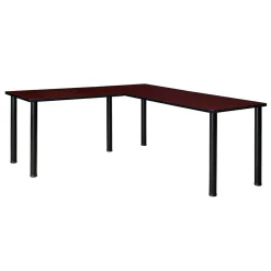 L-Desks*Regency Kee 72" L-Desk with 42" Return, Mahogany/Black (ML722442MHBPBK)