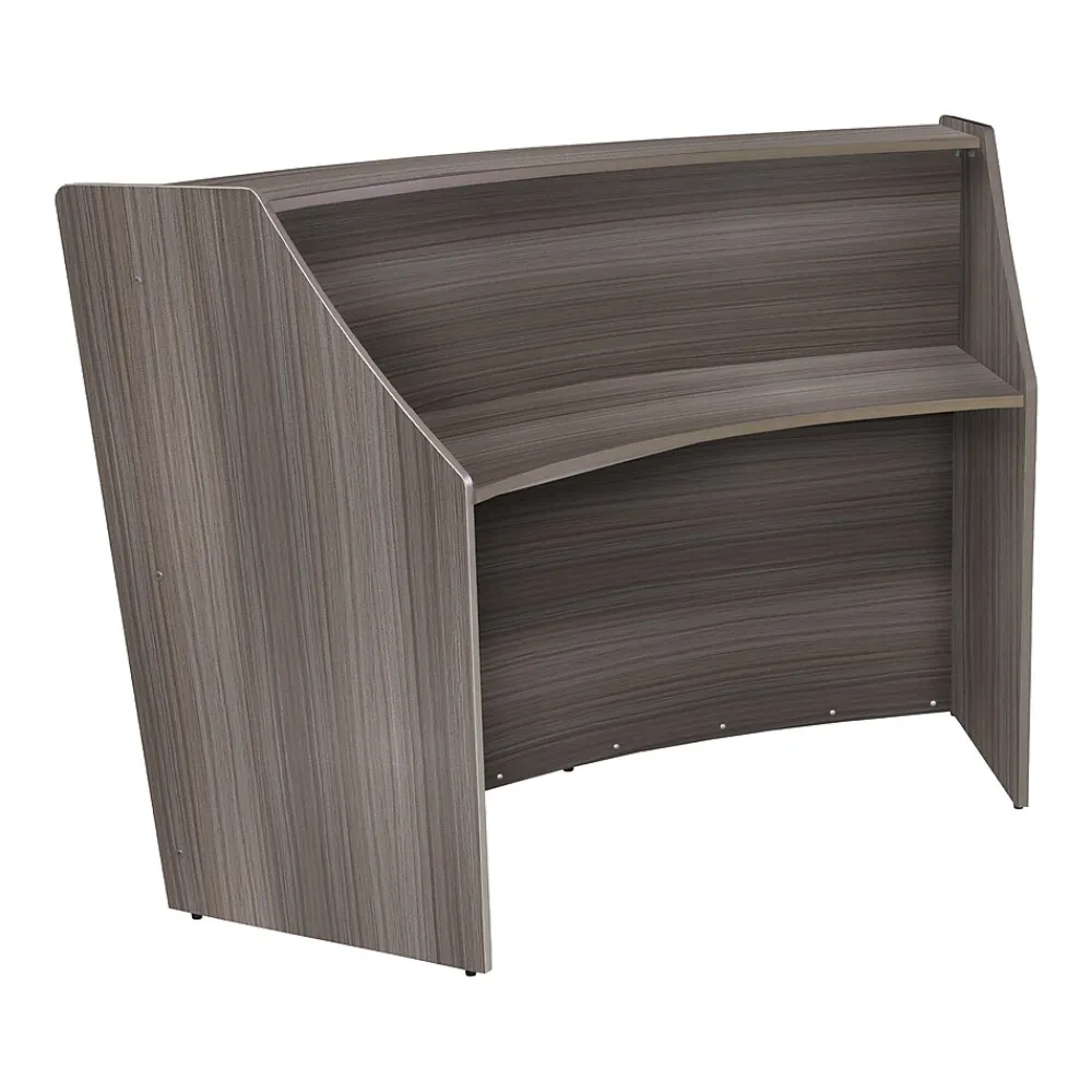Office Desks*Regency Marque 72"W Curved Reception Desk Workstation, (77290GY) Driftwood Gray