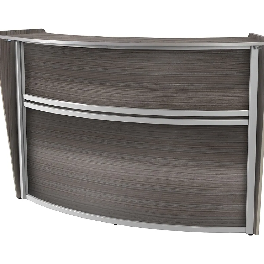 Office Desks*Regency Marque 72"W Curved Reception Desk Workstation, (77290GY) Driftwood Gray