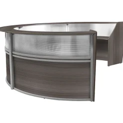 Office Desks*Regency Marque 142"W Curved Reception Desk Workstation, (77314GY) Driftwood Gray