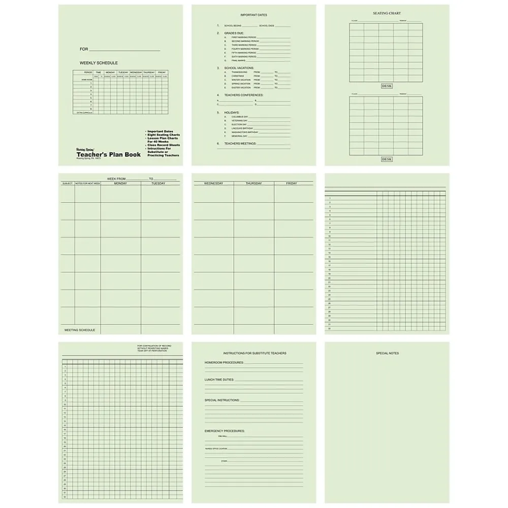 Grade Books*Roaring Spring Paper Products Teachers Plan Book, 8.5" x 11", 56 Pages (12144)