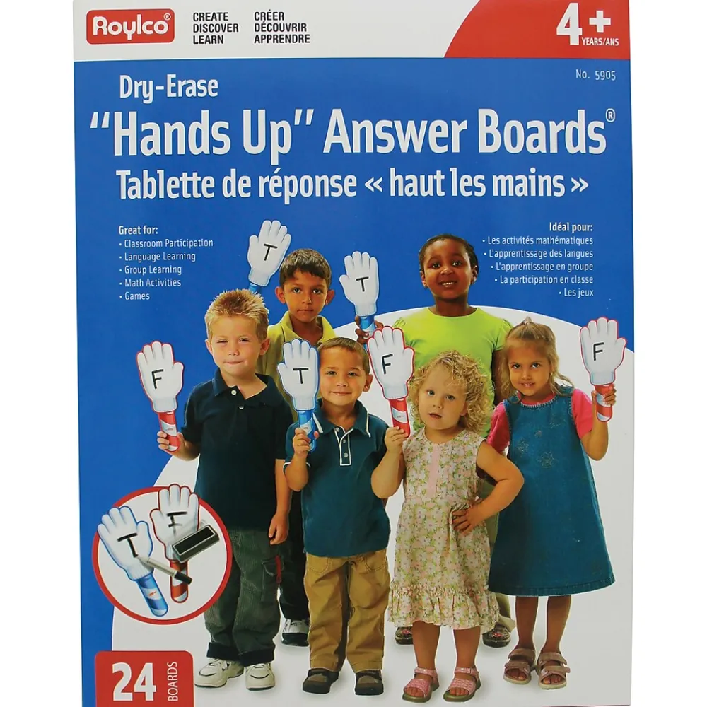 Dry Erase*Roylco "Hands Up" Answer Boards Dry-Erase Whiteboard, 5" x 12", 24/Pack (R-5905)