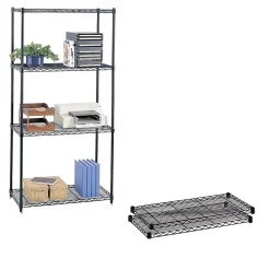 Shelving*Safco Commercial Extra 2-Shelf Metal Shelf, 36", Black (5243BL)