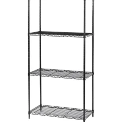 Shelving*Safco Commercial 4-Shelf Wire Stand Alone, 36", Black (5276BL)