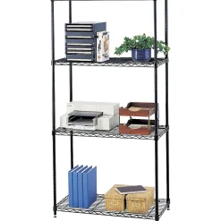 Shelving*Safco Commercial 4-Shelf Wire Stand Alone, 36", Black (5276BL)