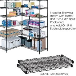 Shelving*Safco Industrial 2-Shelf Metal Extra Shelf, 36", Black (5287BL)