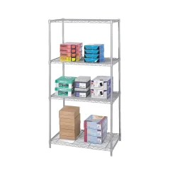 Shelving*Safco Industrial 4-Shelf Metal Stand Alone, 36", Metallic Gray (5288GR)