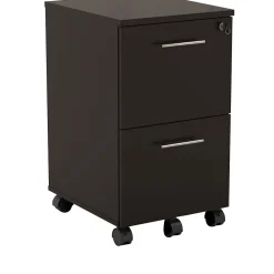 File Cabinets*Safco Medina 2-Drawer Mobile Vertical File Cabinet, Letter Size, Lockable, 26.75"H x 15.5"W x 18"D, Mocha (MNFFLDC)