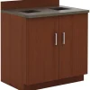 Storage Cabinets*Safco Modular 36"H Break Room Waste Management Base Cabinet, Mahogany/Slate(1707MH)