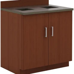 Storage Cabinets*Safco Modular 36"H Break Room Waste Management Base Cabinet, Mahogany/Slate(1707MH)