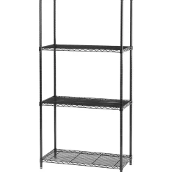 Shelving*Safco 4-Shelves Metal Industrial Wire Shelving, 36"W, Black (5285BL)